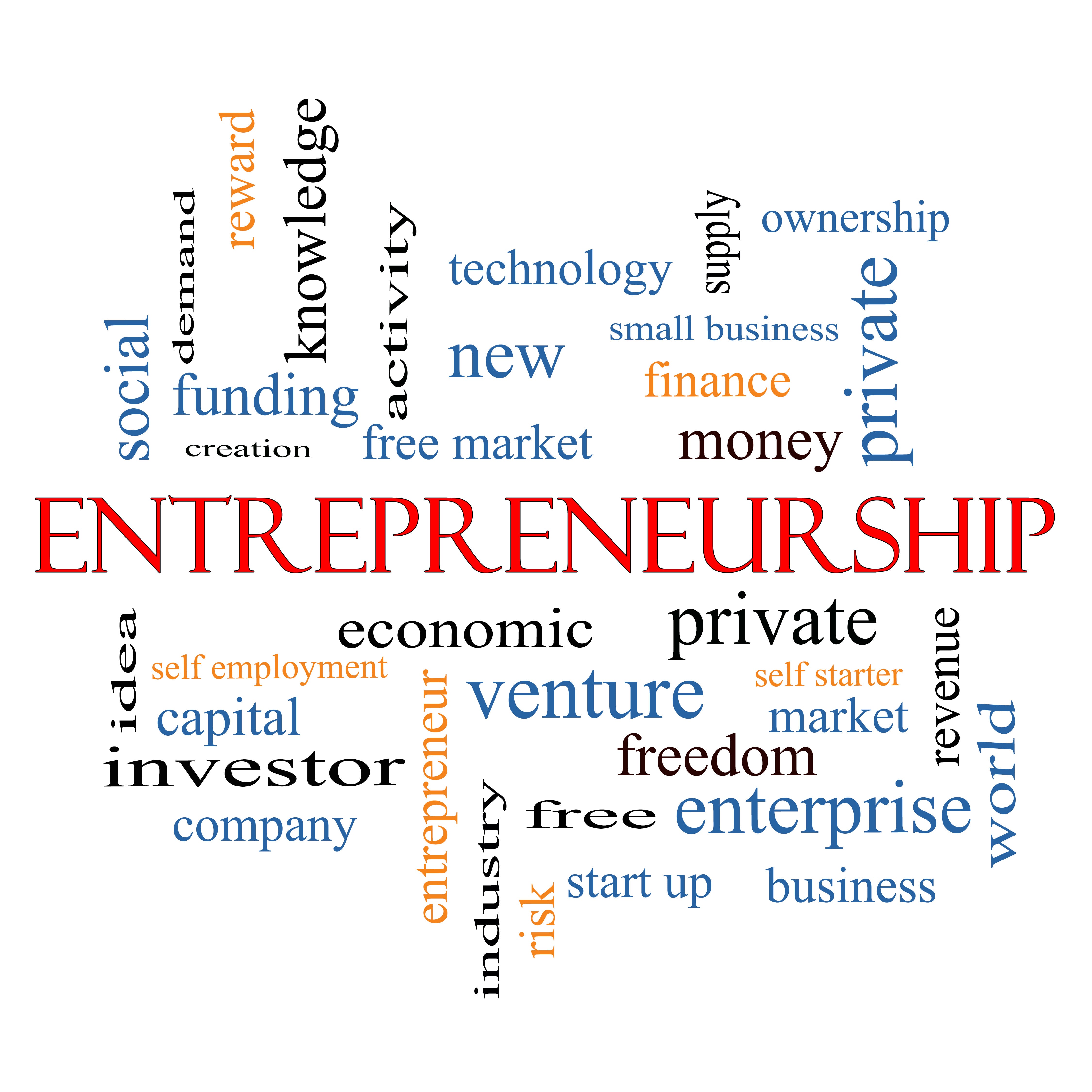 Entrepreneurship Word Cloud Concept Gem Business Support